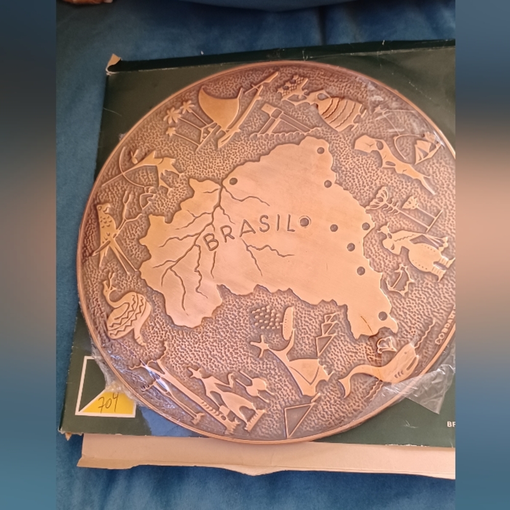 Vintage Cobarte 1960s copper embossed Brazil wall art